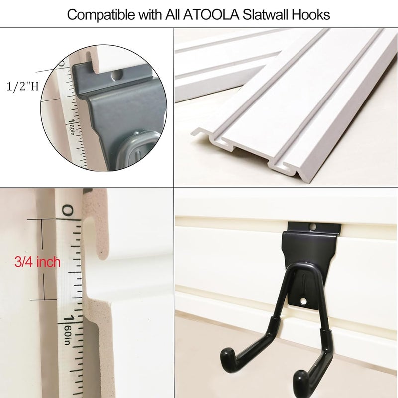 ATOOLA Slatwall Panels 6" x 24", 4-Pack Slatwall Board, PVC Slat Wall Paneling, Heavy Duty Garage Wall Organizer - Image 3